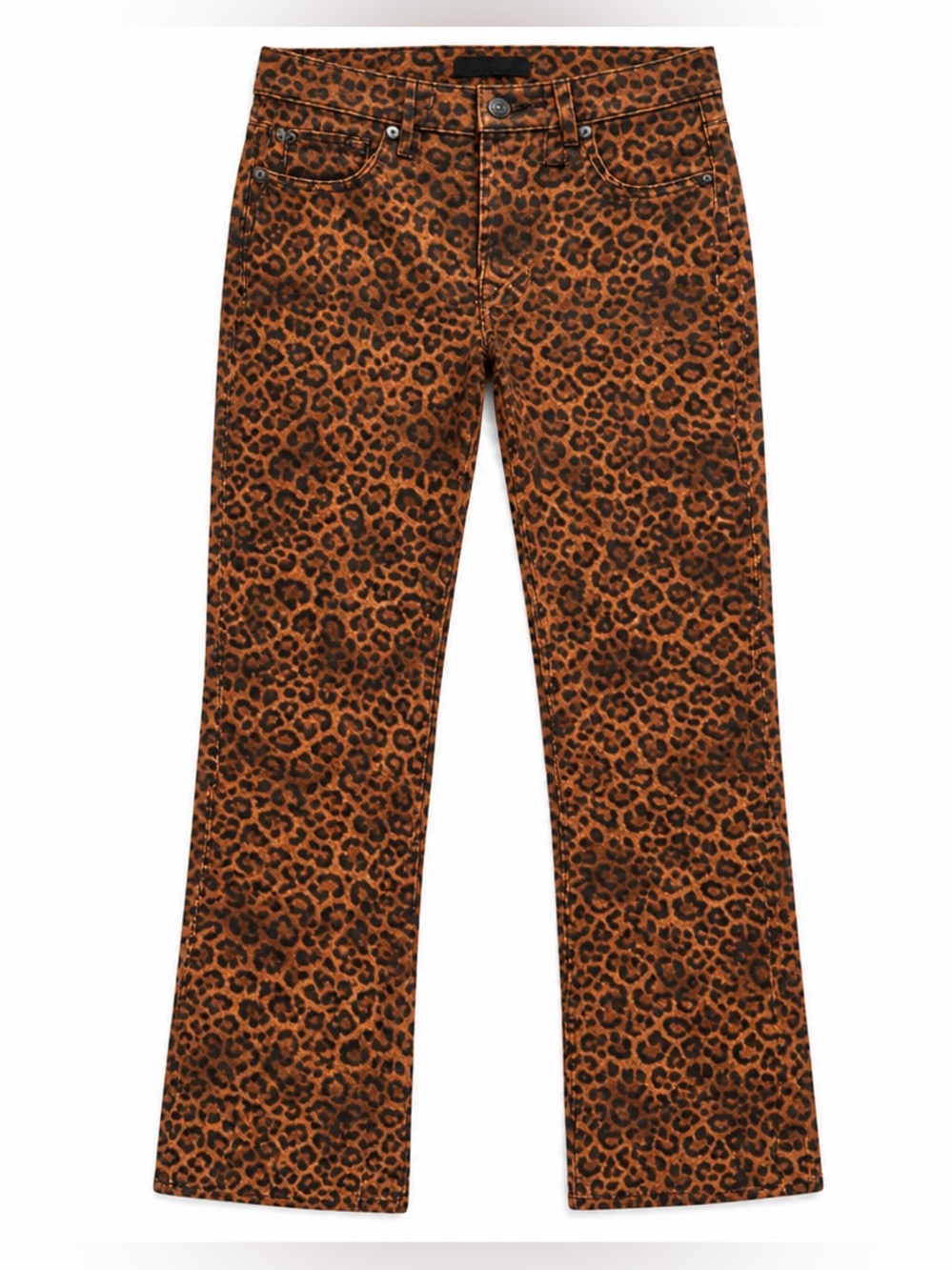 7 For All Mankind Leopard-Print Wide Leg Jeans in Brown and Black